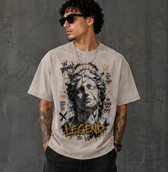 Snow Washed Oversized Cotton T-Shirt