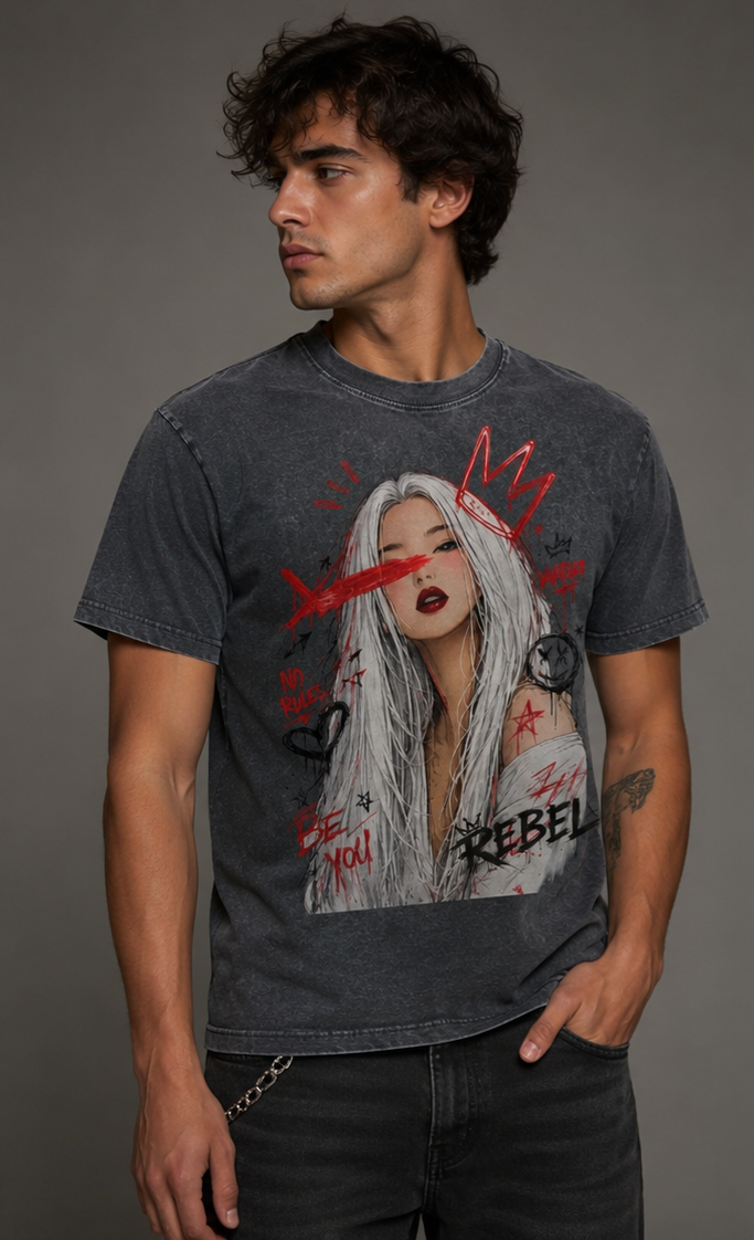Snow Washed Oversized Cotton T-Shirt