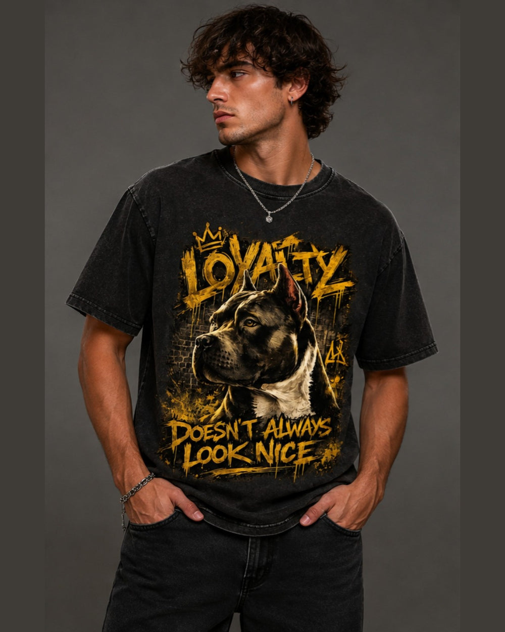 Snow Washed Oversized Cotton T-Shirt