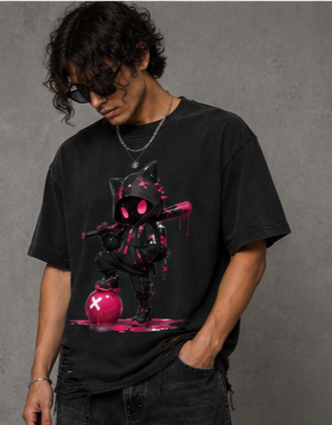 Snow Washed Raw-Hem T-Shirt