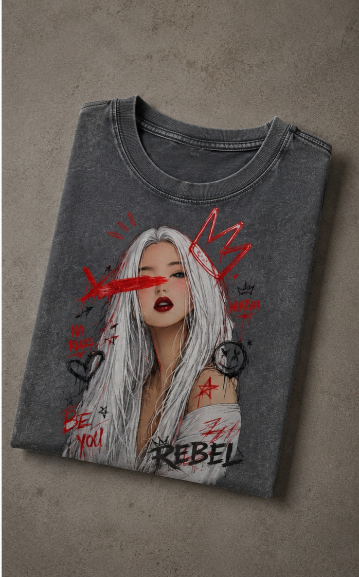 Snow Washed Oversized Cotton T-Shirt