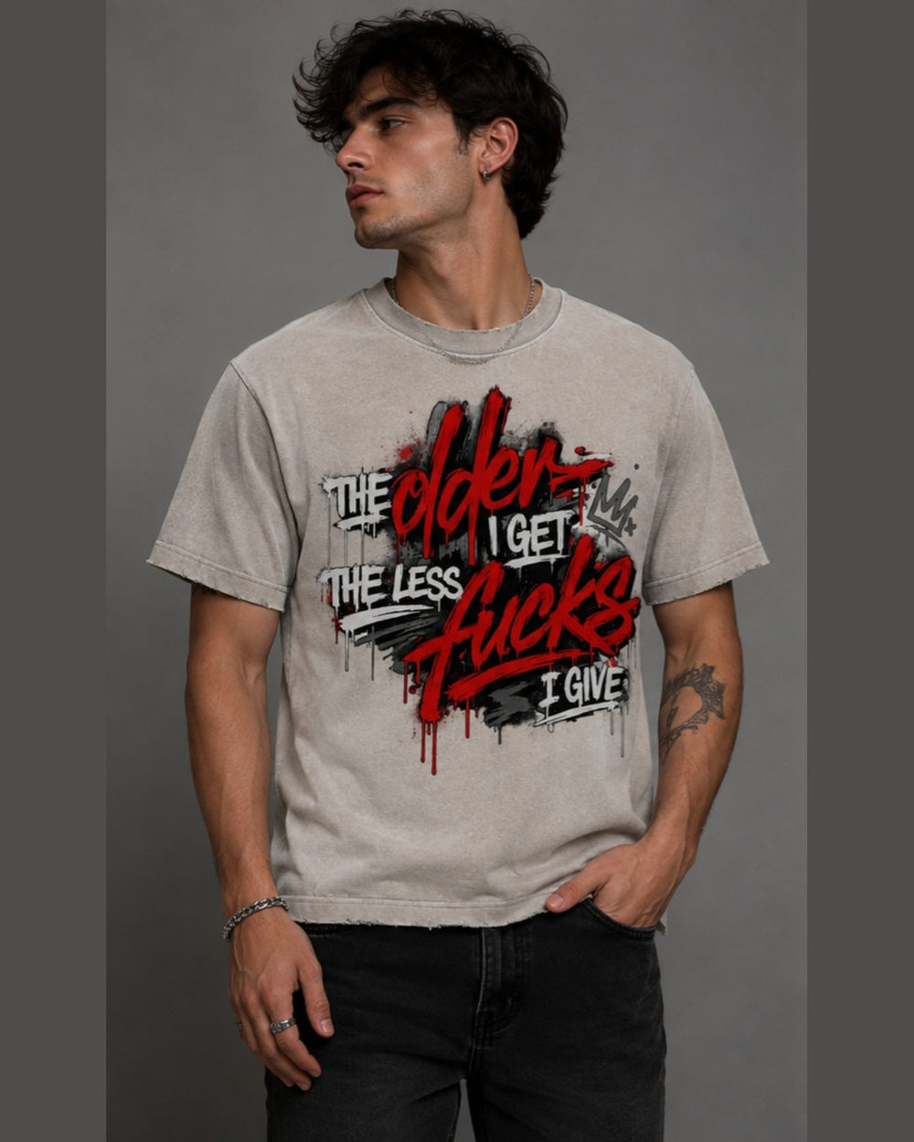 Heavyweight Vintage Washed Frayed T-Shirt
