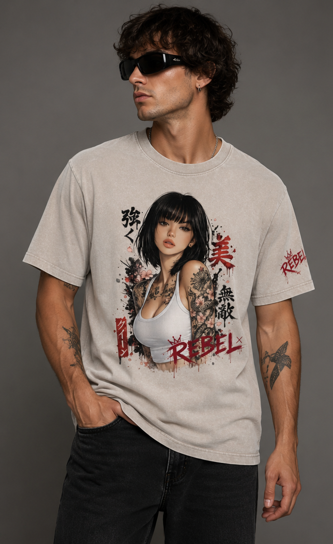 Snow Washed Oversized Cotton T-Shirt